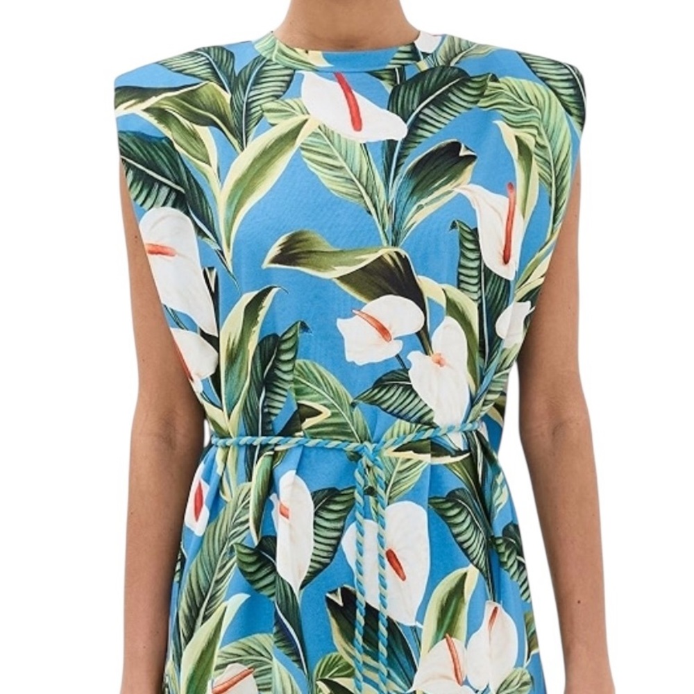FARM Rio Blue Tropical Print Dress